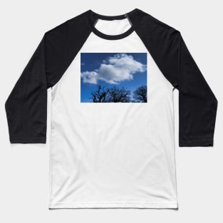 Blue Skies With Clouds And Winter Trees Without Leaves Baseball T-Shirt